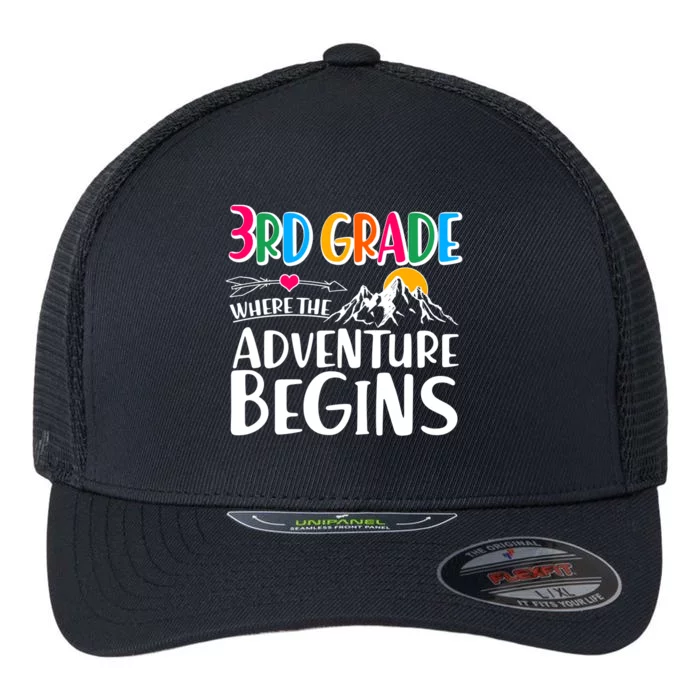 3rd Grade Where The Adventure Begins Flexfit Unipanel Trucker Cap