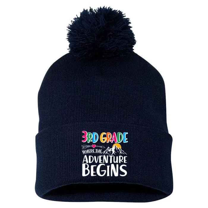 3rd Grade Where The Adventure Begins Pom Pom 12in Knit Beanie