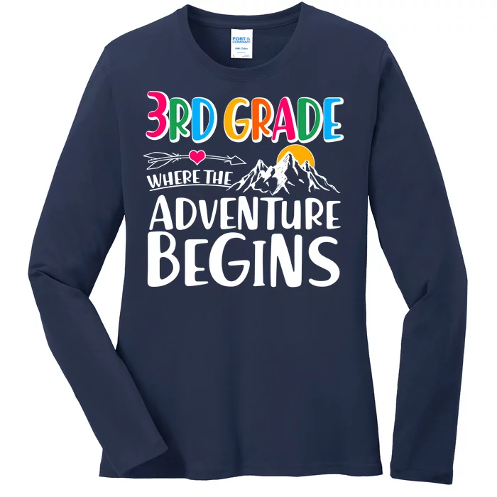 3rd Grade Where The Adventure Begins Ladies Long Sleeve Shirt