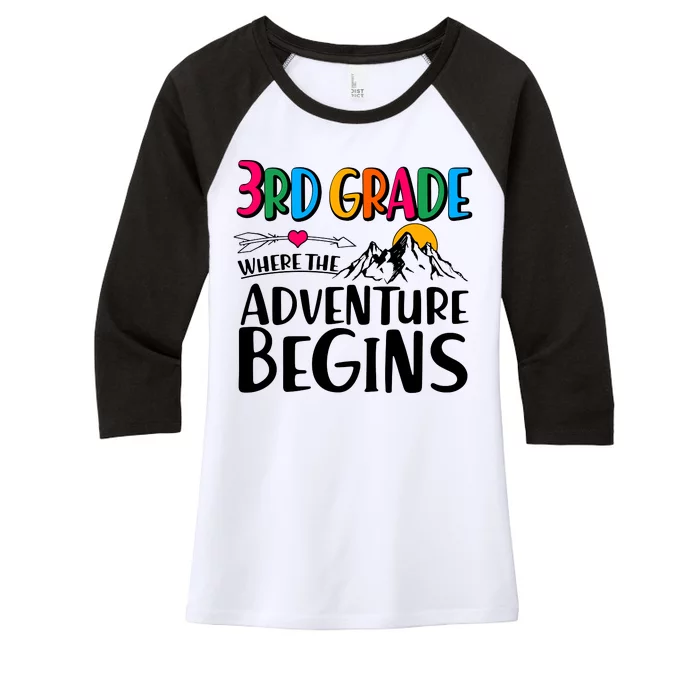 3rd Grade Where The Adventure Begins Women's Tri-Blend 3/4-Sleeve Raglan Shirt