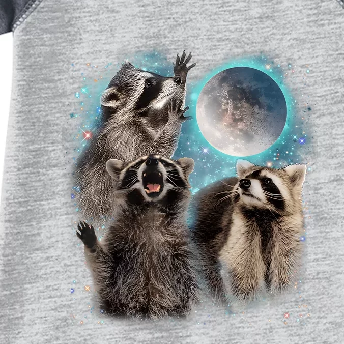 3 Racoon Moon Howling Raccoon Head Funny Infant Baby Jersey Bodysuit