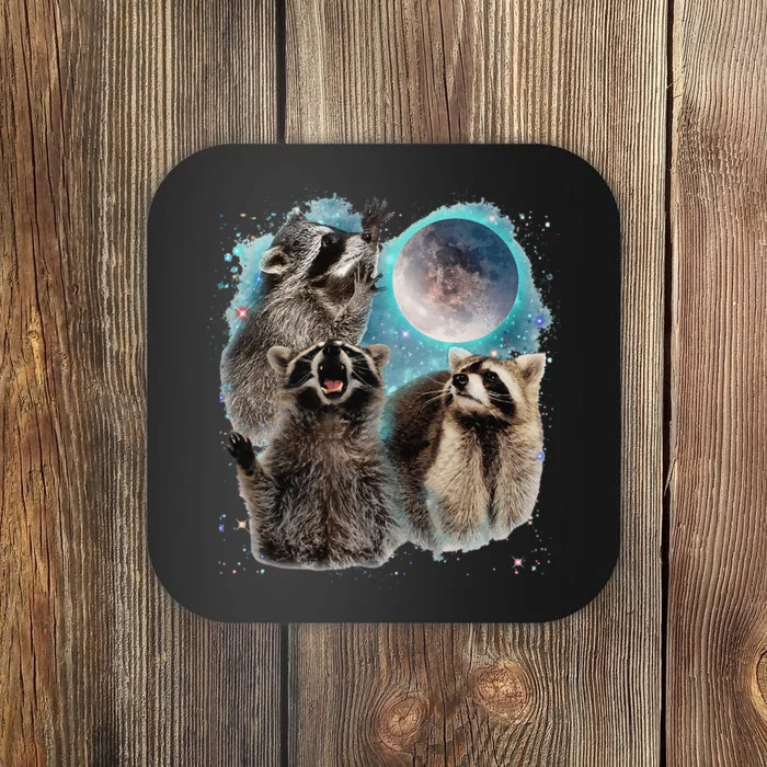 3 Racoon Moon Howling Raccoon Head Funny Coaster