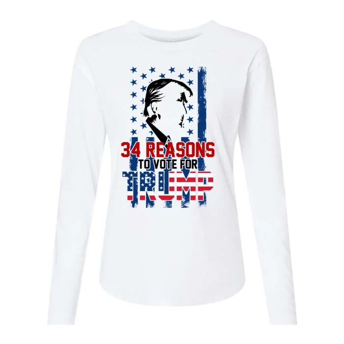 34 Reasons To Vote For Trump Womens Cotton Relaxed Long Sleeve T-Shirt