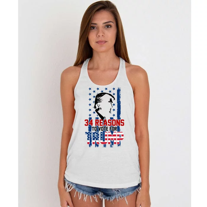 34 Reasons To Vote For Trump Women's Knotted Racerback Tank