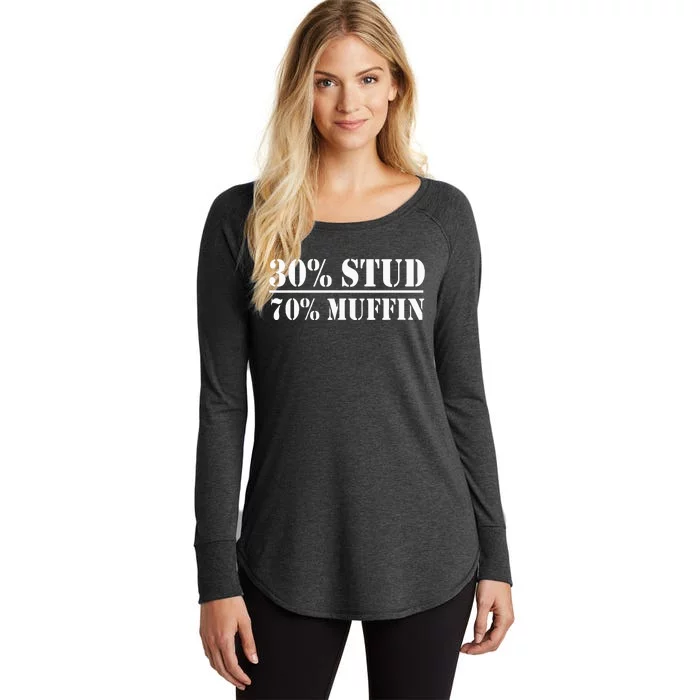 30 Stud 70 Muffin Funny Valentines Day Stud Muffin Women's Perfect Tri Tunic Long Sleeve Shirt