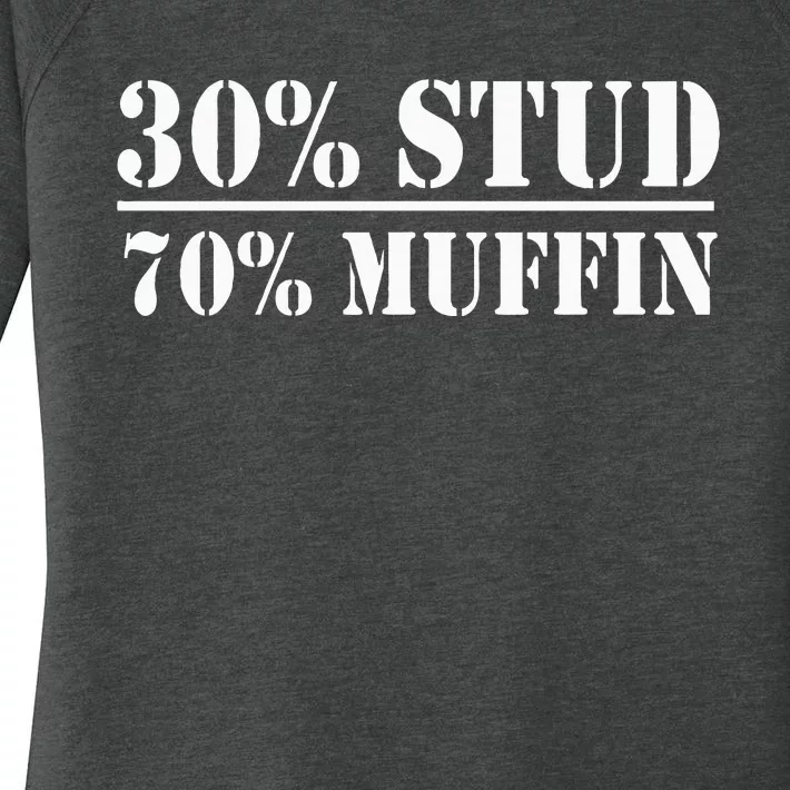 30 Stud 70 Muffin Funny Valentines Day Stud Muffin Women's Perfect Tri Tunic Long Sleeve Shirt