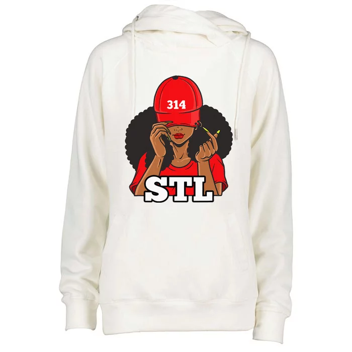 314 Stl From St. Louis Missouri Black Woman Womens Funnel Neck Pullover Hood