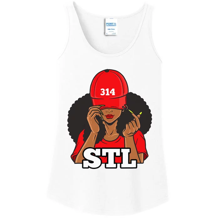 314 Stl From St. Louis Missouri Black Woman Ladies Essential Tank