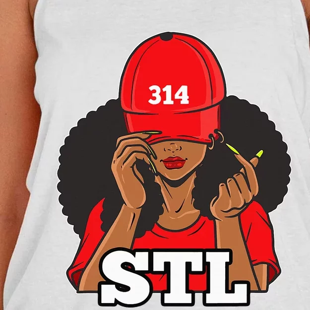 314 Stl From St. Louis Missouri Black Woman Women's Knotted Racerback Tank