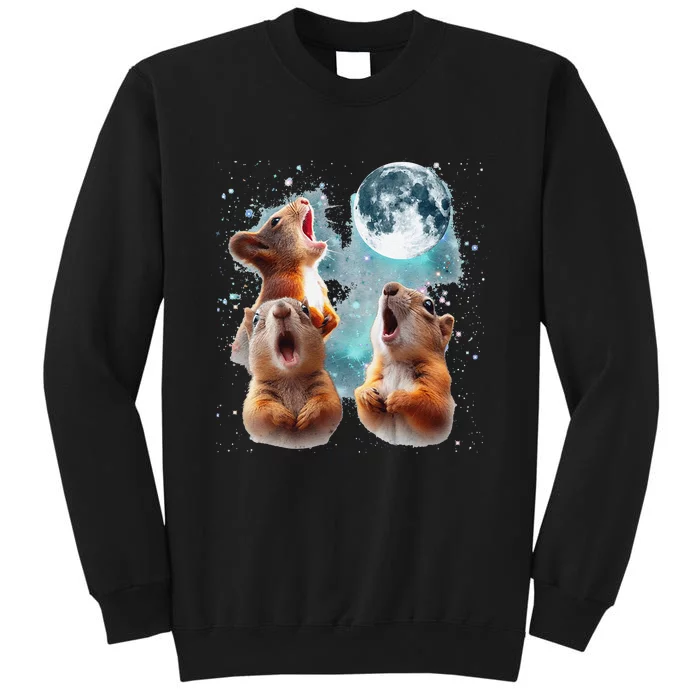 3 Squirrel Moon Howling Squirrel Head Funny Sweatshirt