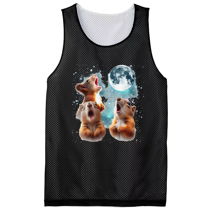 3 Squirrel Moon Howling Squirrel Head Funny Mesh Reversible Basketball Jersey Tank