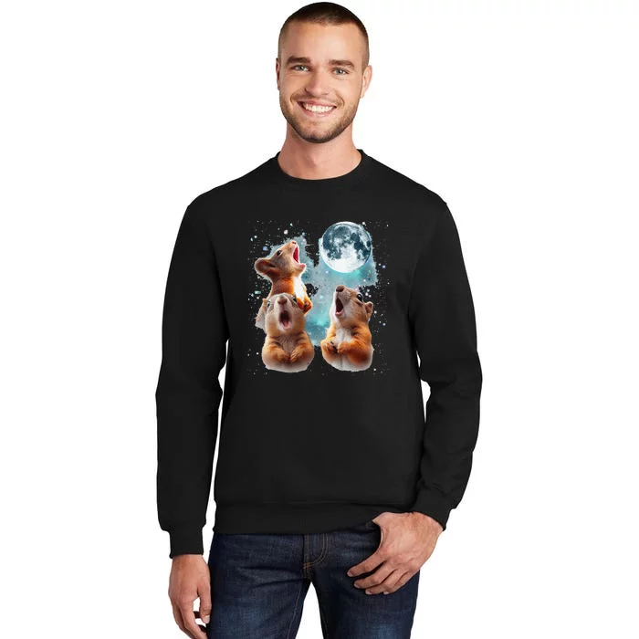 3 Squirrel Moon Howling Squirrel Head Funny Tall Sweatshirt