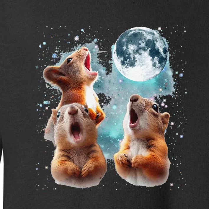 3 Squirrel Moon Howling Squirrel Head Funny Toddler Sweatshirt