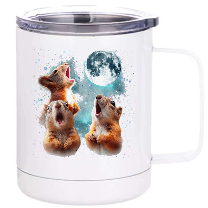 3 Squirrel Moon Howling Squirrel Head Funny Front & Back 12oz Stainless Steel Tumbler Cup