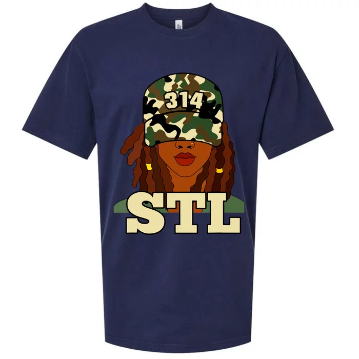 314 Stl St Louis Black Woman Locs Camo Sueded Cloud Jersey T-Shirt