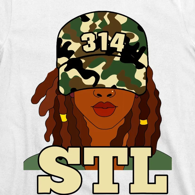 314 Stl St Louis Black Woman Locs Camo T-Shirt