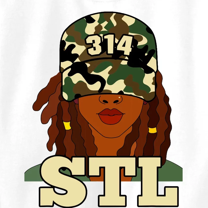 314 Stl St Louis Black Woman Locs Camo Kids Sweatshirt