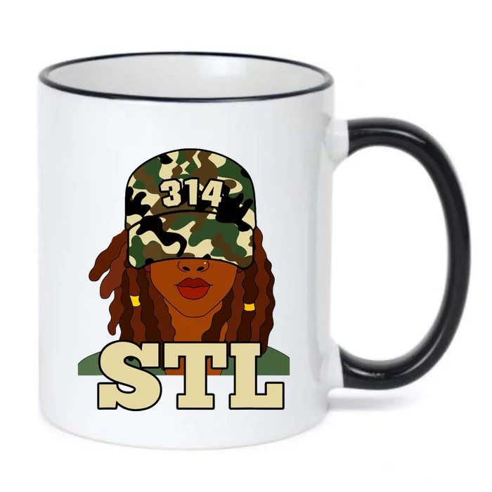 314 Stl St Louis Black Woman Locs Camo Black Color Changing Mug