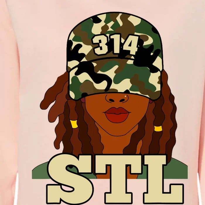 314 Stl St Louis Black Woman Locs Camo Womens California Wash Sweatshirt