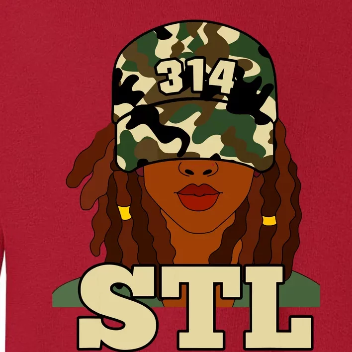 314 Stl St Louis Black Woman Locs Camo Toddler Sweatshirt