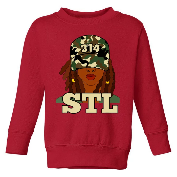 314 Stl St Louis Black Woman Locs Camo Toddler Sweatshirt