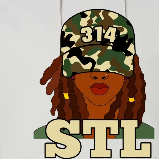 314 Stl St Louis Black Woman Locs Camo Performance Fleece Hoodie