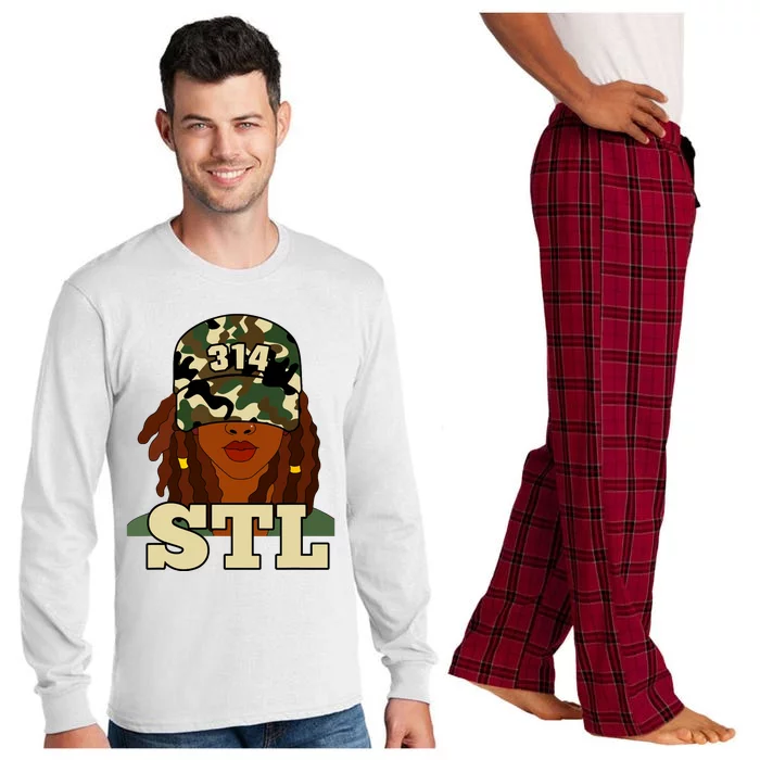 314 Stl St Louis Black Woman Locs Camo Long Sleeve Pajama Set