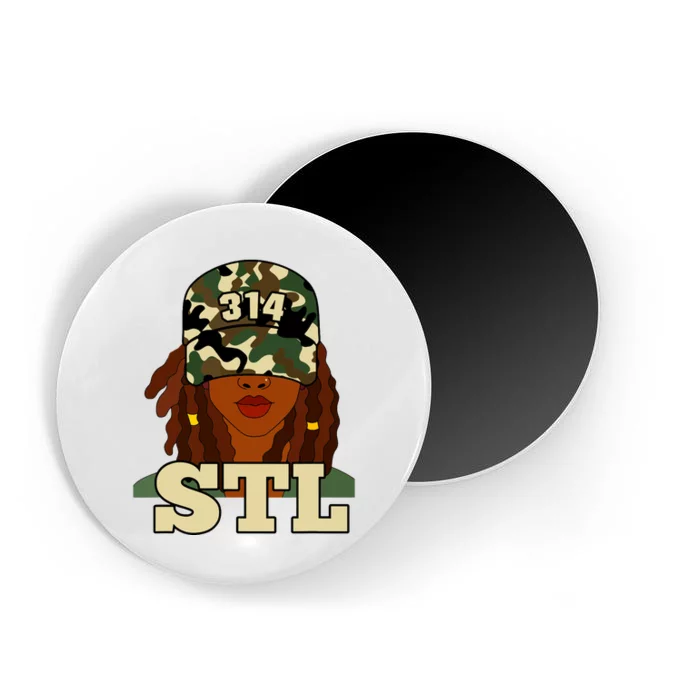 314 Stl St Louis Black Woman Locs Camo Magnet