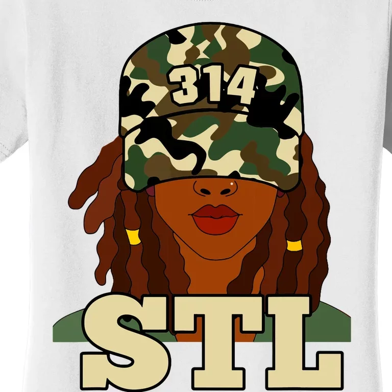 314 Stl St Louis Black Woman Locs Camo Women's T-Shirt