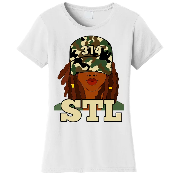 314 Stl St Louis Black Woman Locs Camo Women's T-Shirt