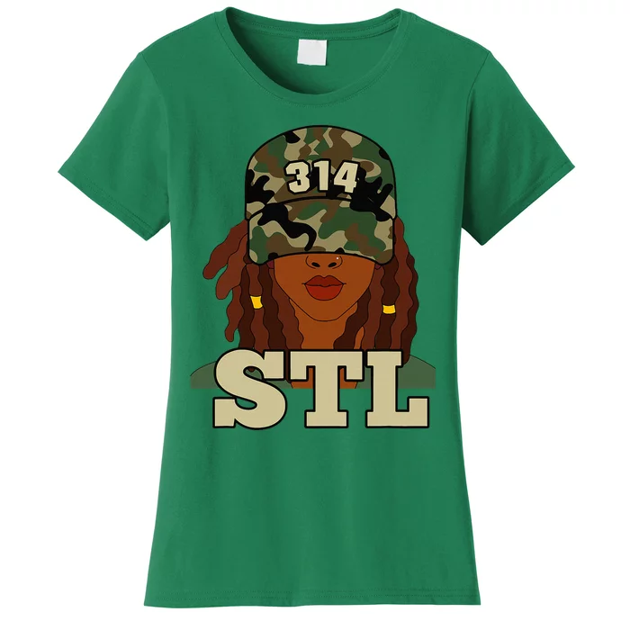 314 Stl St. Louis Black Woman Locs Camo Women's T-Shirt