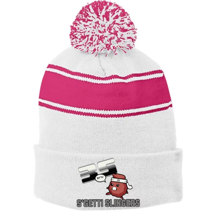 35 SKetti Slingers Team Spaghetti Lovers Stripe Pom Pom Beanie