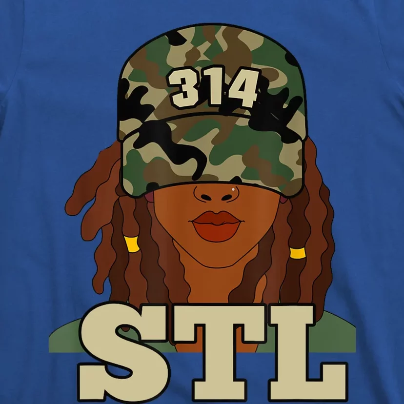 314 Stl | St. Louis Black Woman Locs Camo T-Shirt