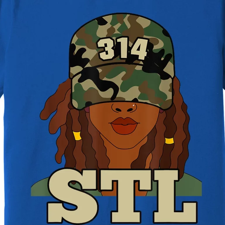 314 Stl | St. Louis Black Woman Locs Camo Premium T-Shirt