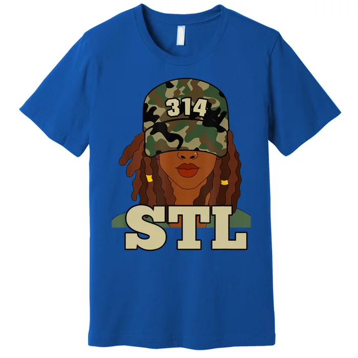 314 Stl | St. Louis Black Woman Locs Camo Premium T-Shirt