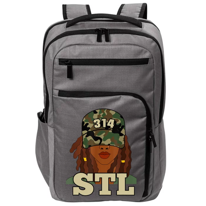 314 Stl | St. Louis Black Woman Locs Camo Impact Tech Backpack