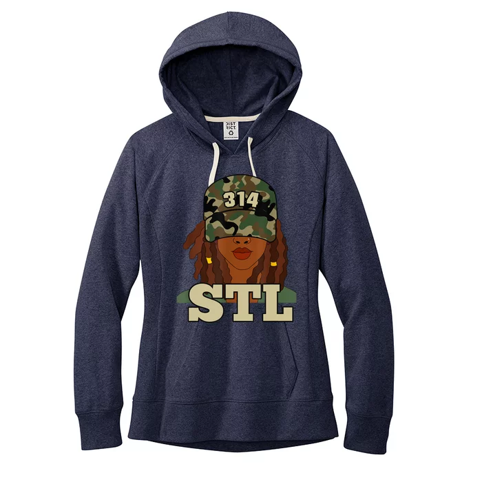 314 Stl | St. Louis Black Woman Locs Camo Women's Fleece Hoodie