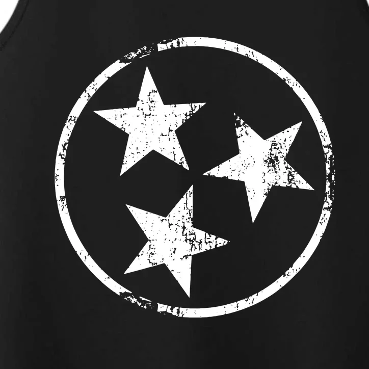 3 Star Tn Flag Graphic White Distressed Tennessee State Flag Performance Tank