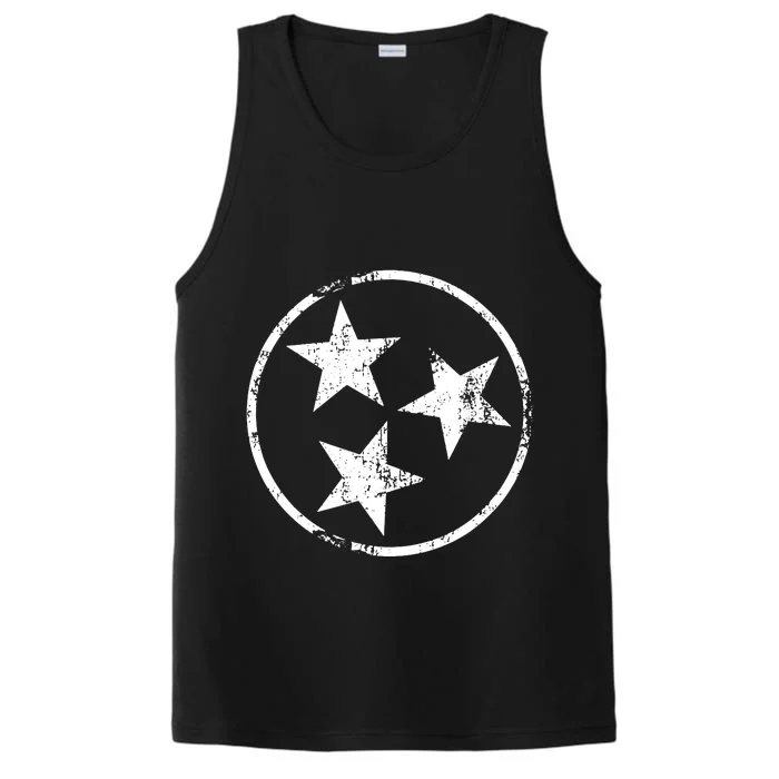 3 Star Tn Flag Graphic White Distressed Tennessee State Flag Performance Tank