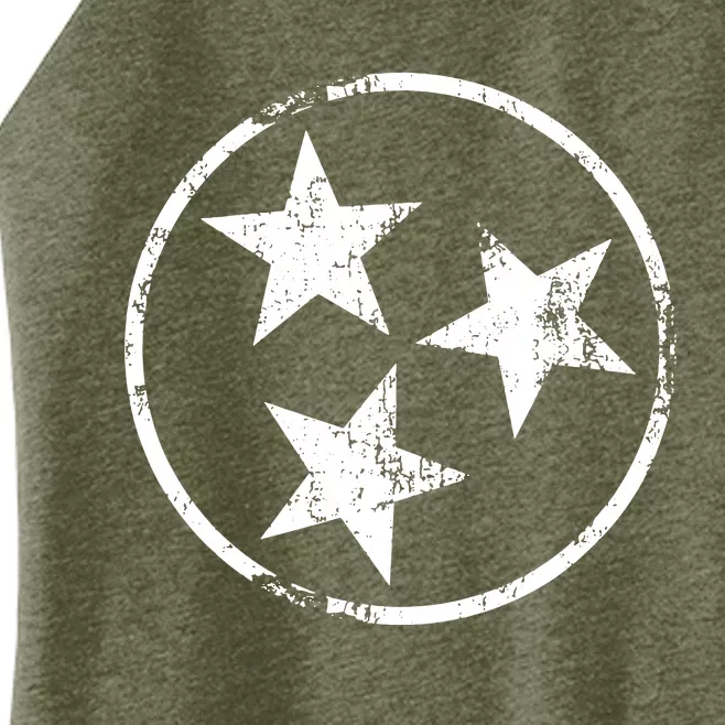 3 Star Tn Flag Graphic White Distressed Tennessee State Flag Women’s Perfect Tri Rocker Tank