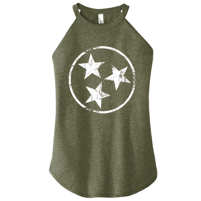 3 Star Tn Flag Graphic White Distressed Tennessee State Flag Women’s Perfect Tri Rocker Tank