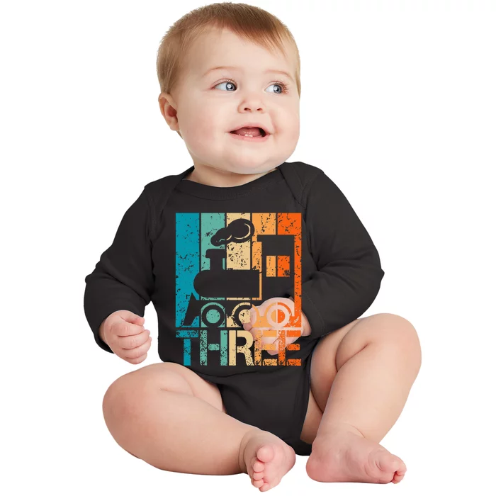 3rd Train Birthday 3 Year Old 3yr Birthday Train Baby Long Sleeve Bodysuit