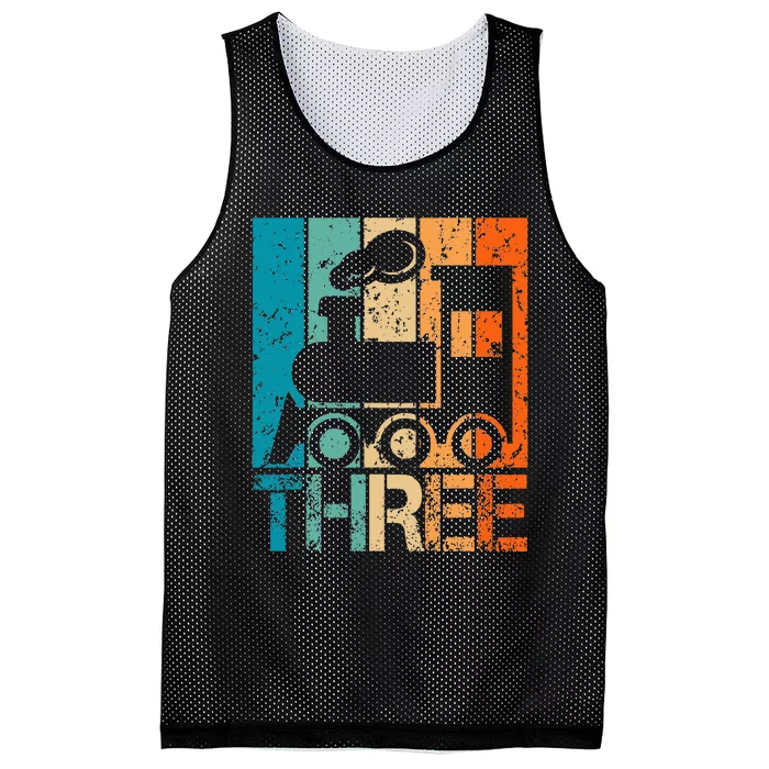 3rd Train Birthday 3 Year Old 3yr Birthday Train Mesh Reversible Basketball Jersey Tank