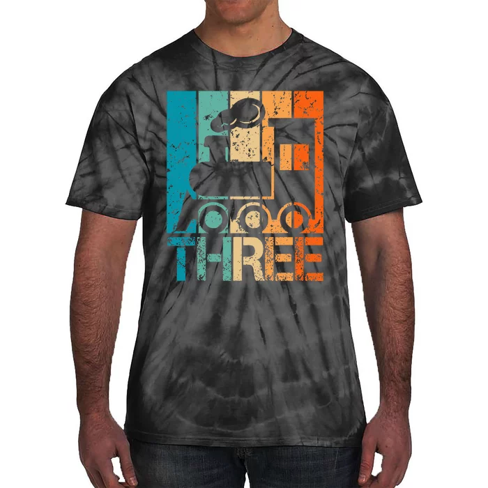 3rd Train Birthday 3 Year Old 3yr Birthday Train Tie-Dye T-Shirt