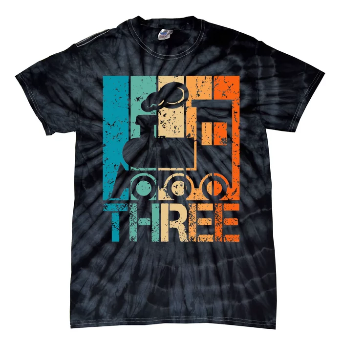 3rd Train Birthday 3 Year Old 3yr Birthday Train Tie-Dye T-Shirt