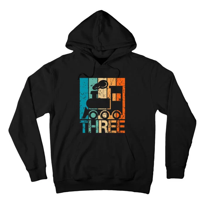 3rd Train Birthday 3 Year Old 3yr Birthday Train Tall Hoodie