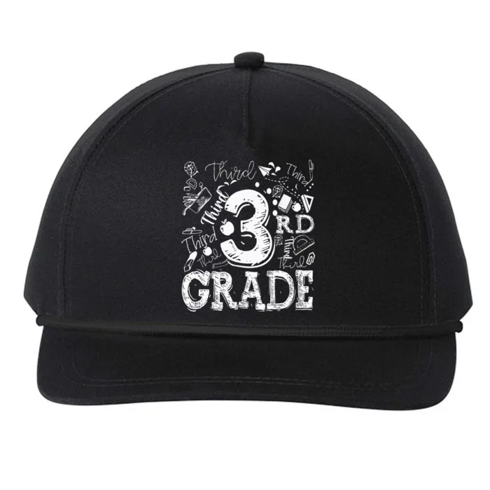 3rd Third Grade Typography Team Kids Teacher Back To School Snapback Five-Panel Rope Hat