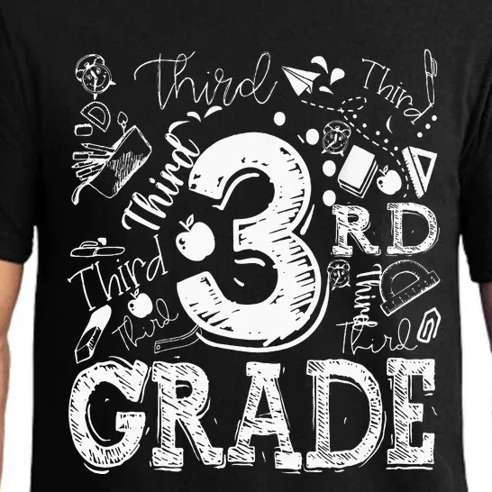 3rd Third Grade Typography Team Kids Teacher Back To School Pajama Set