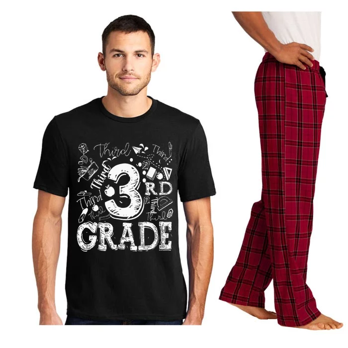 3rd Third Grade Typography Team Kids Teacher Back To School Pajama Set