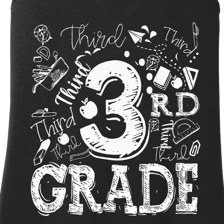 3rd Third Grade Typography Team Kids Teacher Back To School Ladies Essential Tank